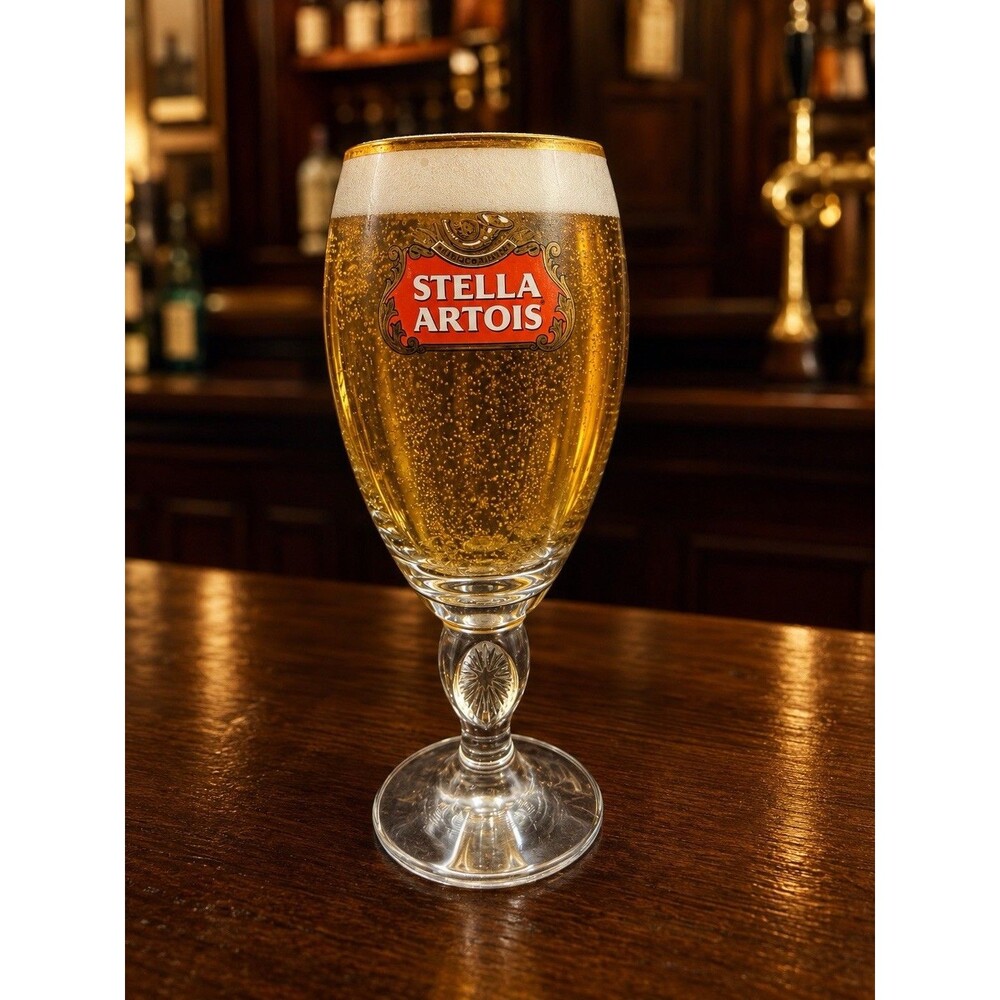 Stella Artois 25cl Beer Glass, Gold Rim Belgian Lager